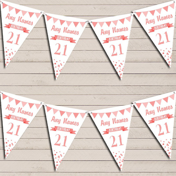Any Age Birthday 18th 21st 30th 40th 50th 60th Coral Birthday Flag Banner Bunting