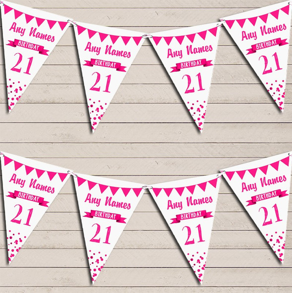 Any Age Birthday 18th 21st 30th 40th 50th 60th Hot Pink Birthday Flag Banner Bunting