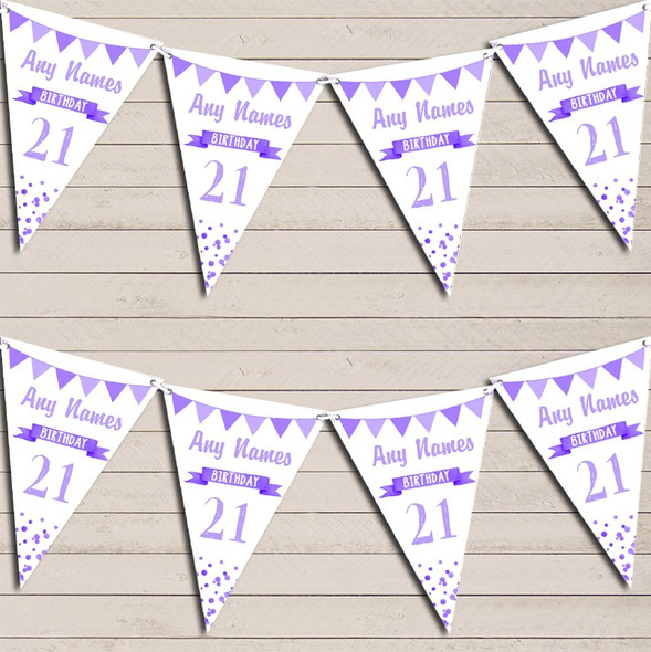 Any Age Birthday 18th 21st 30th 40th 50th 60th Lilac Purple Birthday Flag Banner Bunting
