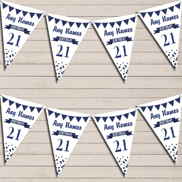 Any Age Birthday 18th 21st 30th 40th 50th 60th Navy Blue Birthday Flag Banner Bunting