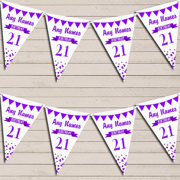 Any Age Birthday 18th 21st 30th 40th 50th 60th Purple Birthday Flag Banner Bunting