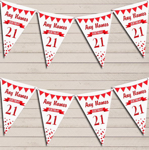 Any Age Birthday 18th 21st 30th 40th 50th 60th Red Birthday Flag Banner Bunting