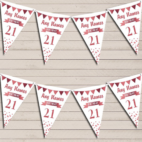 Any Age Birthday 18th 21st 30th 40th 50th 60th Rose Gold Birthday Flag Banner Bunting