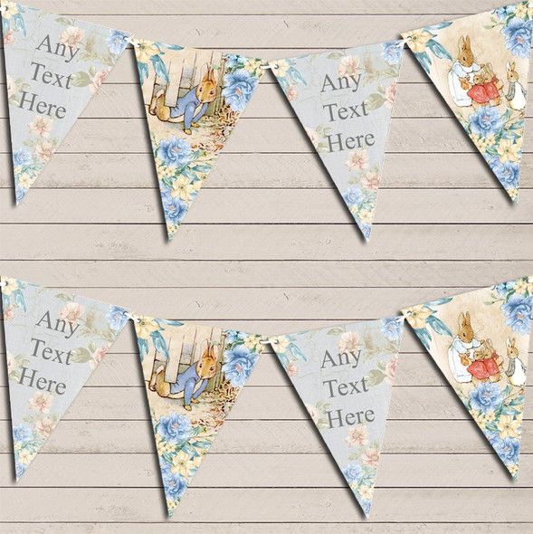 Shabby Chic Vintage Peter Rabbit Custom Personalised Christening Flag Banner Bunting