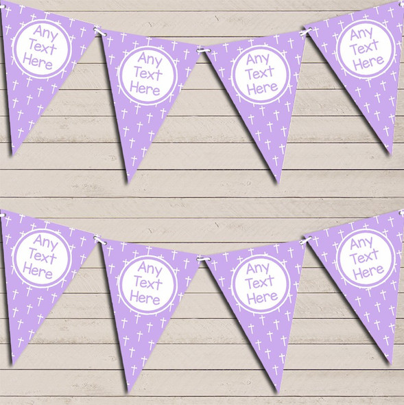 Crucifix Cross Christening Baptism Communion Lilac Purple Christening Flag Banner Bunting