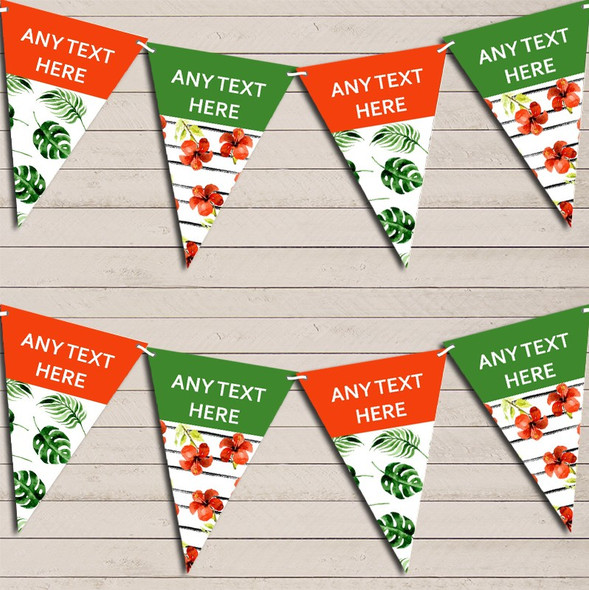 Tropical Floral Hawaiian Beach Lei Luau Green Orange Hen Do Party Flag Banner Bunting