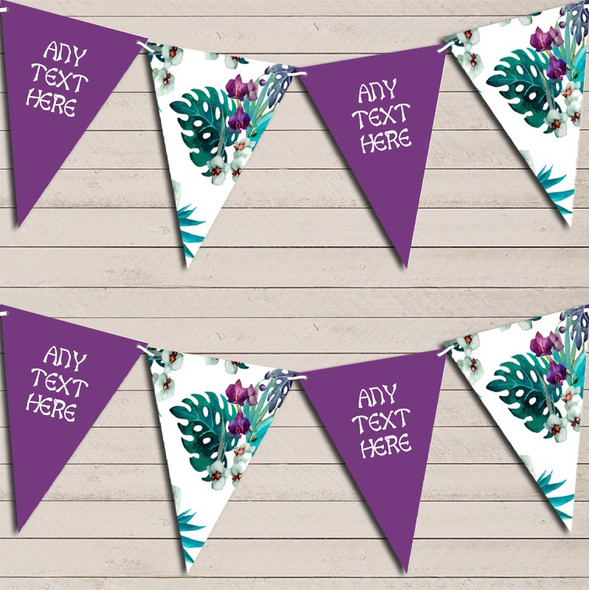 Tropical Floral Hawaiian Beach Lei Luau Purple Custom Personalised Hen Do Party Flag Banner Bunting