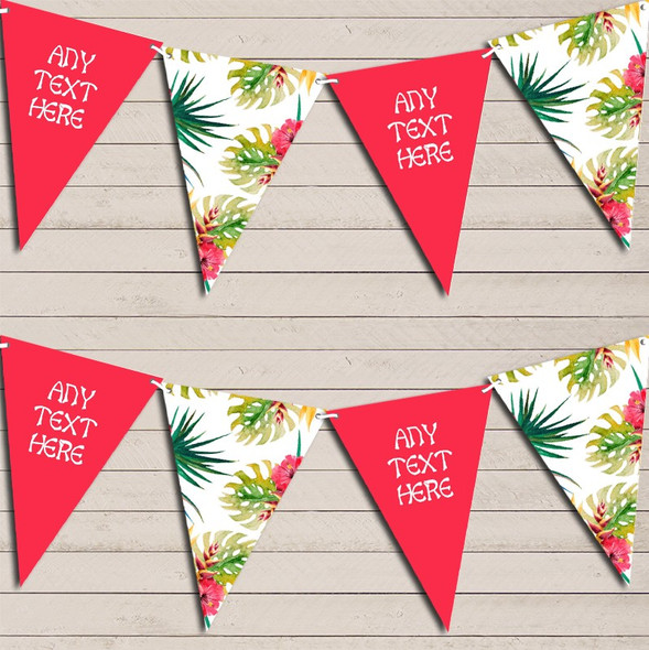 Tropical Floral Hawaiian Beach Lei Luau Red Pink Hen Do Party Flag Banner Bunting