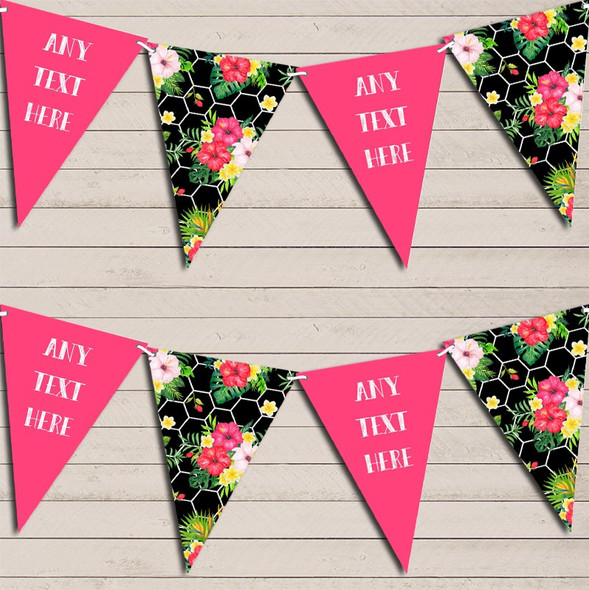 Tropical Floral Hawaiian Beach Party Luau Bright Hen Do Party Flag Banner Bunting