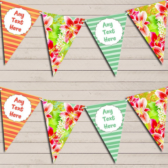 Tropical Hawaiian Beach Luau Lei Floral Custom Personalised Hen Do Party Flag Banner Bunting