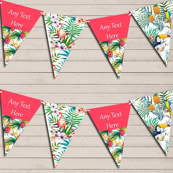 Tropical Hawaiian Beach Luau Pineapple Flamingo Pink Hen Do Party Flag Banner Bunting