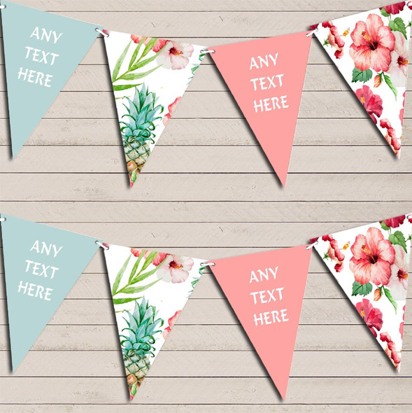 Watercolour Tropical Floral Hawaiian Beach Lei Luau Pretty Hen Do Party Flag Banner Bunting