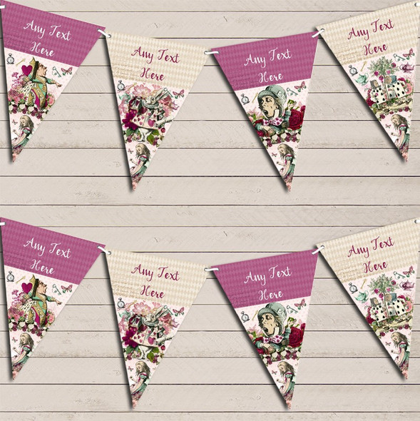 Alice In Wonderland Mad Hatter Rabbit Queen Children's Birthday Flag Banner Bunting