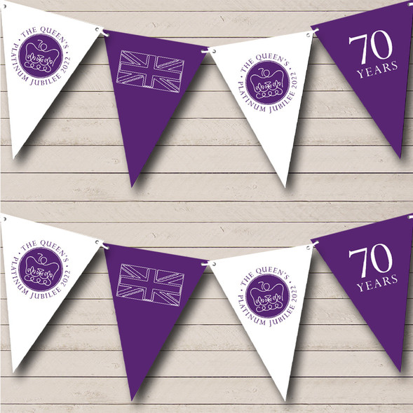 Purple Queens 70 Years Platinum Jubilee 2022 Custom Personalised Party Flag Banner Bunting