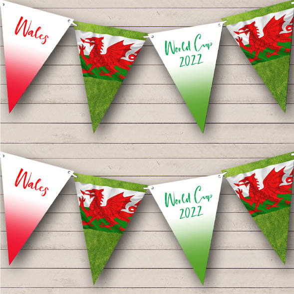 Wales Flag Green Grass Football Welsh Custom Personalised Any Text Flag Banner Bunting