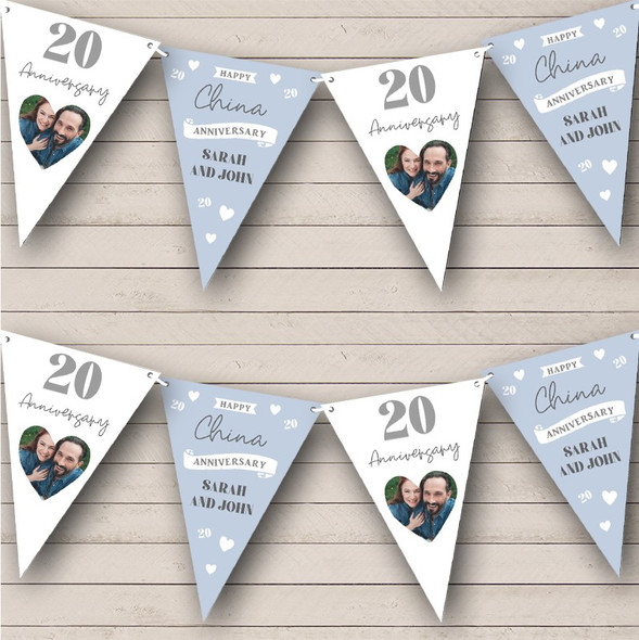 20th Wedding Anniversary China Photo Hearts Stars Couple Custom Personalised Flag Banner Bunting