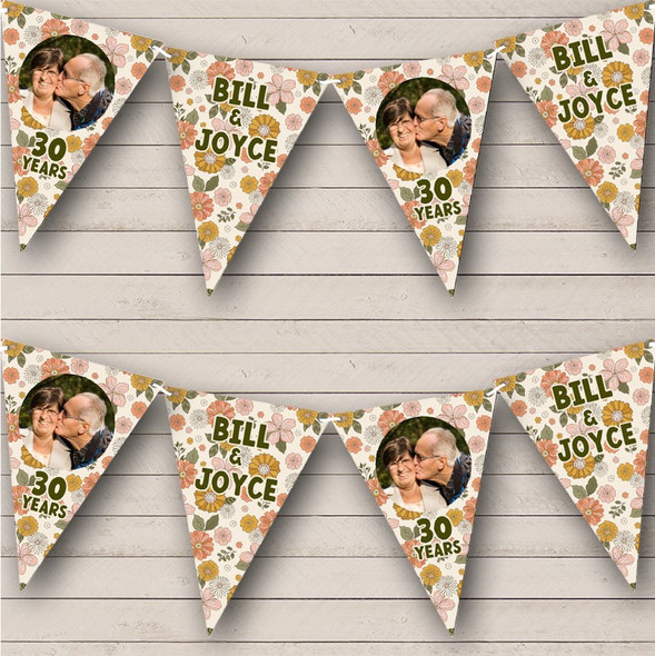 Ditsy Florals Anniversary Flowers Photo Custom Personalised Party Flag Banner Bunting