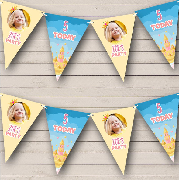 Birthday Sky Clouds Castle Photo Age Custom Personalised Flag Banner Bunting