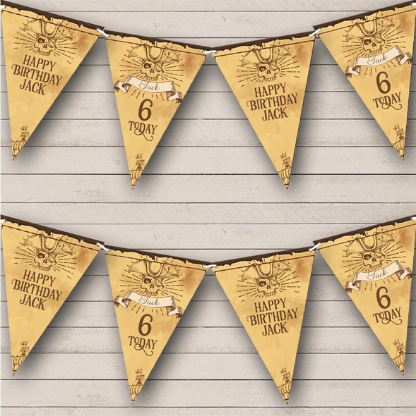 Pirate Theme Children's Party Birthday Age Custom Personalised Party Flag Banner Bunting