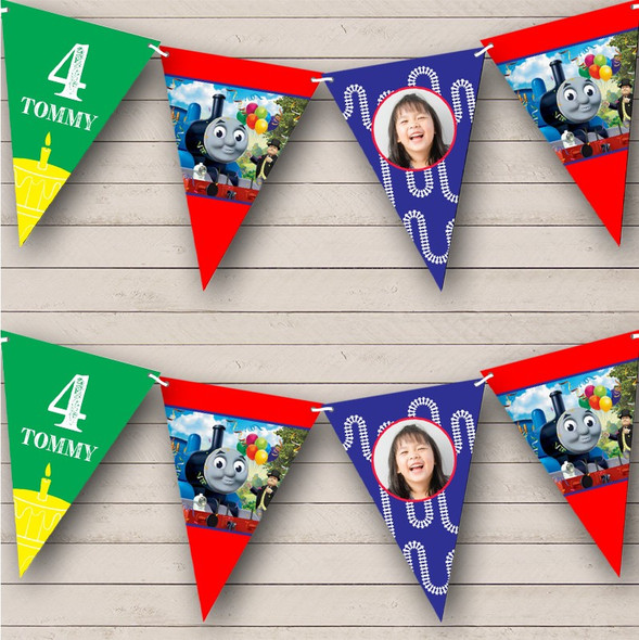 Thomas Tank Engine Age Birthday Photo Custom Personalised Party Flag Banner Bunting