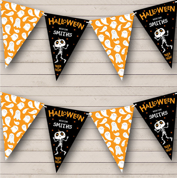 Cute Ghosts Skeleton Custom Personalised Decoration Halloween Party Flag Banner Bunting