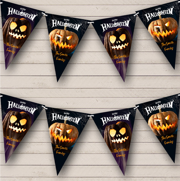 Scary Pumpkins Custom Personalised Hanging Decoration Halloween Party Flag Banner Bunting