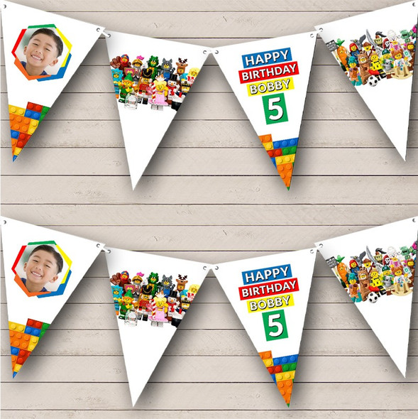 Toy Characters & Blocks Kids Birthday Photo Custom Personalised Party Flag Banner Bunting