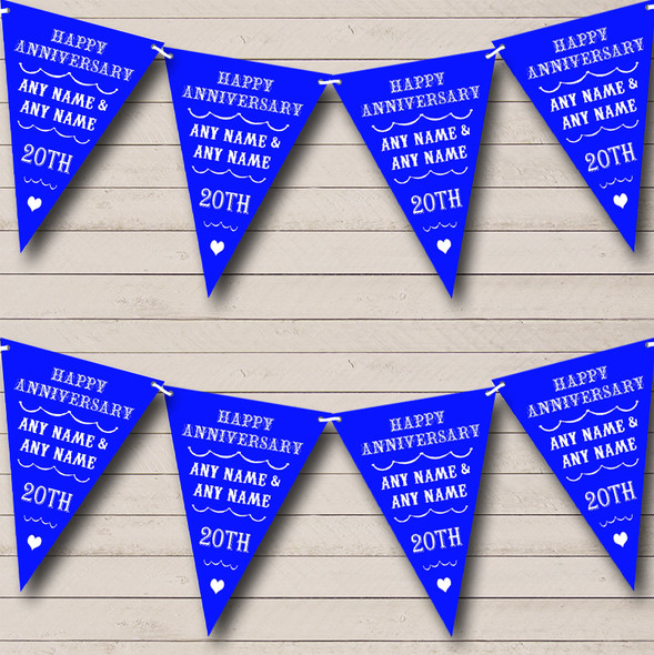 Vintage Text Any Year Royal Blue Custom Personalised Wedding Anniversary Party Flag Banner Bunting