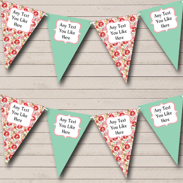 Vintage Shabby Chic Floral Custom Personalised Wedding Anniversary Party Flag Banner Bunting