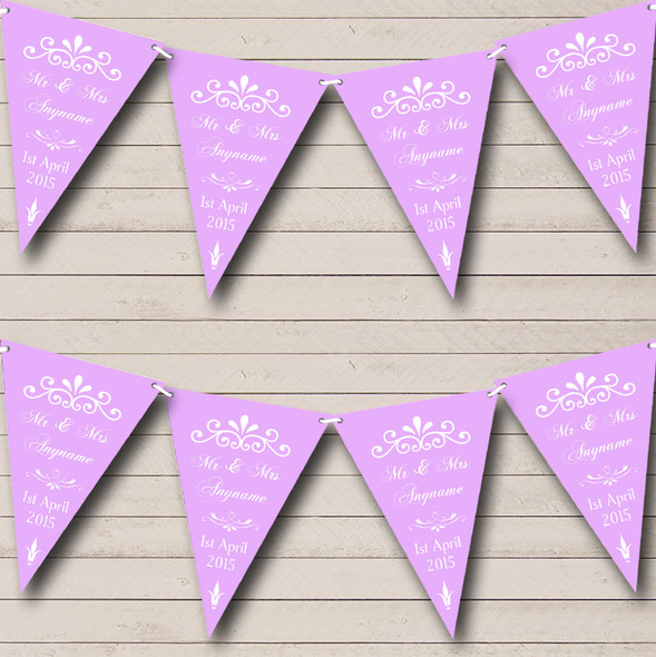Vintage Regal Lilac Custom Personalised Wedding Anniversary Party Flag Banner Bunting