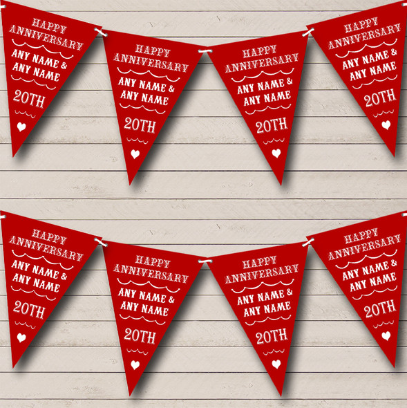 Text Any Year Dark Claret Red Custom Personalised Wedding Anniversary Party Flag Banner Bunting