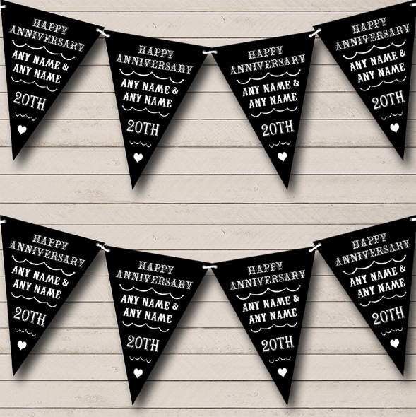 Text Any Year Black And White Custom Personalised Wedding Anniversary Party Flag Banner Bunting
