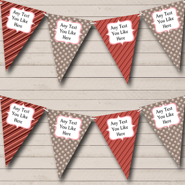 Shabby Chic Coral Custom Personalised Wedding Anniversary Party Flag Banner Bunting