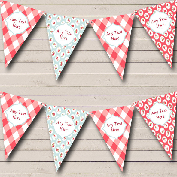 Rose Garden Check Custom Personalised Wedding Anniversary Party Flag Banner Bunting