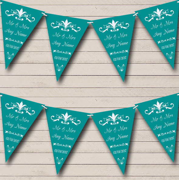 Regal Or Teal Custom Personalised Wedding Anniversary Party Flag Banner Bunting