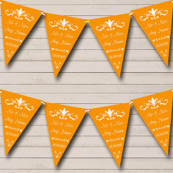 Regal Or Orange Custom Personalised Wedding Anniversary Party Flag Banner Bunting