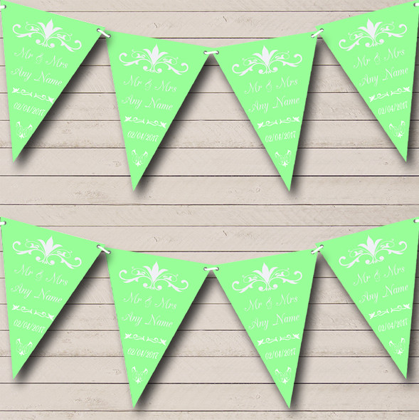 Regal Or Mint Green Custom Personalised Wedding Anniversary Party Flag Banner Bunting