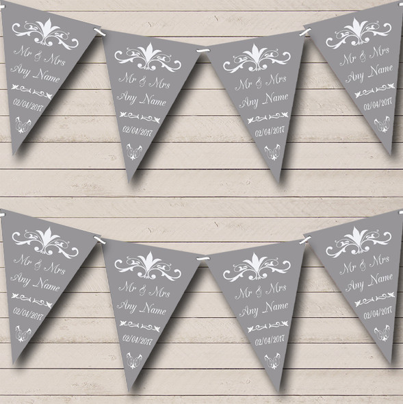 Regal Or Grey Custom Personalised Wedding Anniversary Party Flag Banner Bunting