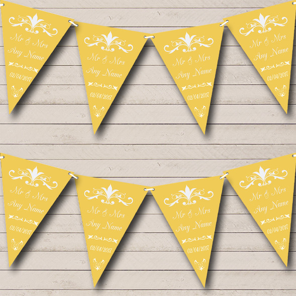 Regal Or Gold Yellow Custom Personalised Wedding Anniversary Party Flag Banner Bunting