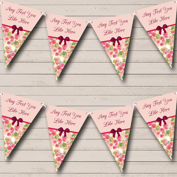 Peach Pink Shabby Chic Vintage Custom Personalised Wedding Anniversary Party Flag Banner Bunting