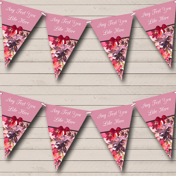 Lilac Floral Vintage Shabby Chic Custom Personalised Wedding Anniversary Party Flag Banner Bunting