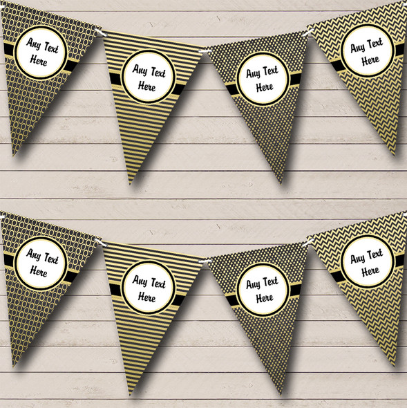 Elegant Black And Gold Custom Personalised Wedding Anniversary Party Flag Banner Bunting