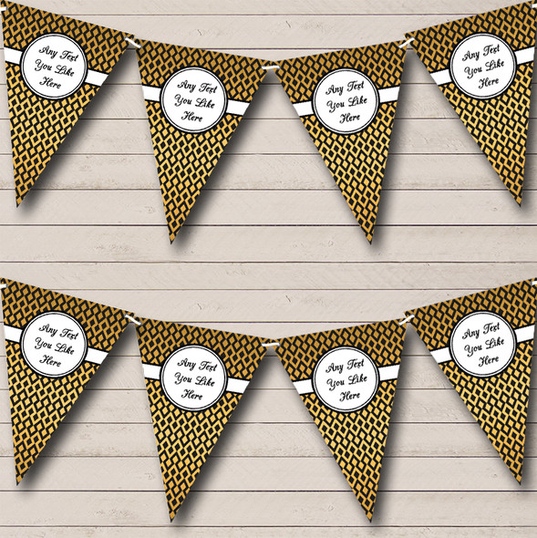 Diamond Pattern Black And Gold Custom Personalised Wedding Anniversary Party Flag Banner Bunting