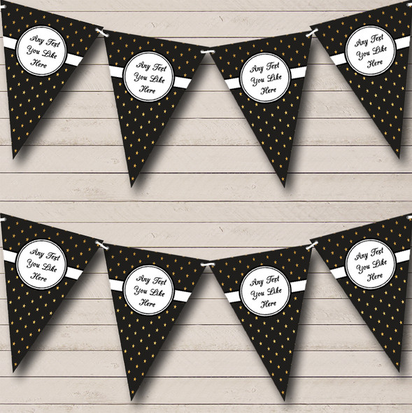 Black And Gold Polkadot Custom Personalised Wedding Anniversary Party Flag Banner Bunting