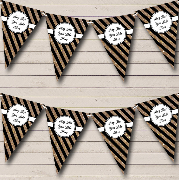 Black And Copper Gold Stripes Custom Personalised Wedding Anniversary Party Flag Banner Bunting