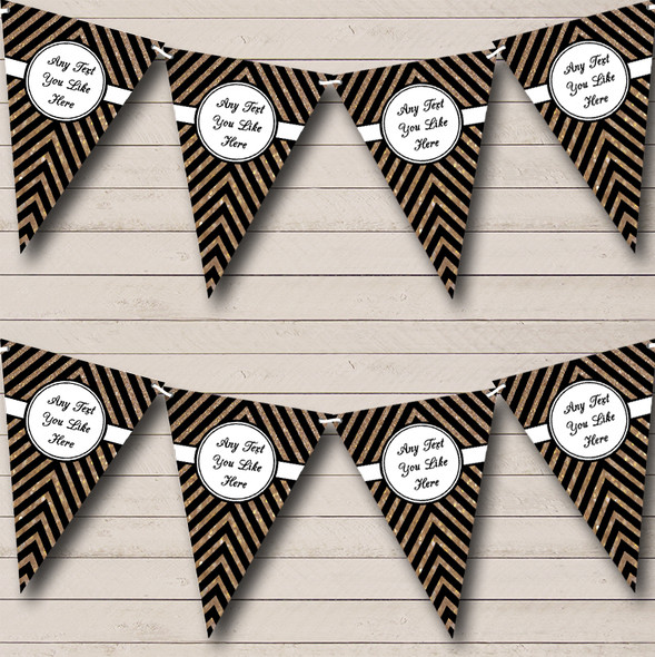 Black And Copper Gold Glitter Custom Personalised Wedding Anniversary Party Flag Banner Bunting