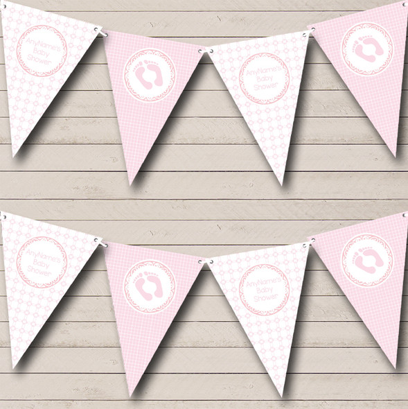 Pink Patterned Custom Personalised Baby Shower Flag Banner Bunting