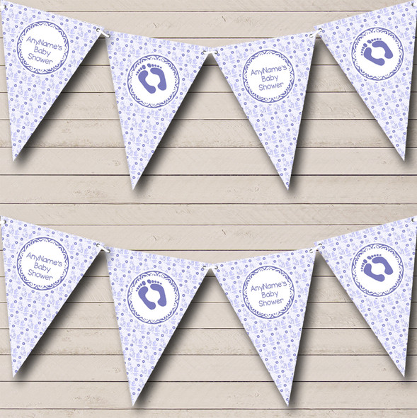 Lilac Birds Custom Personalised Baby Shower Flag Banner Bunting