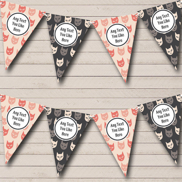 Retro Vintage Cats Custom Personalised Birthday Party Flag Banner Bunting