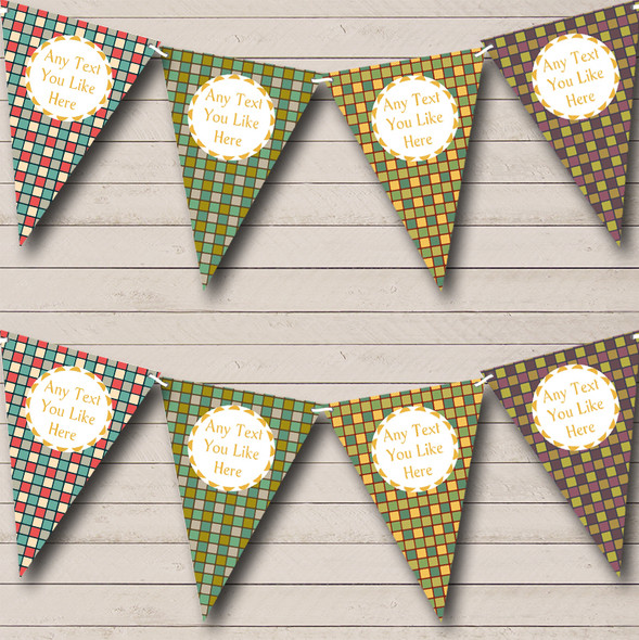 Retro Cube Squares Custom Personalised Birthday Party Flag Banner Bunting